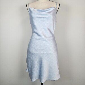 Hollister satin cowl-neck mini dress in pastel blue